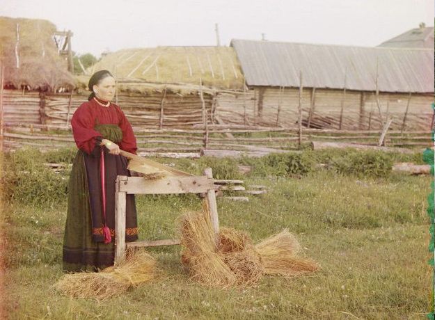 «Пермская губерния. Крестьянка мнет лен». Фотохудожник: Прокудин-Горский С.М. Библиотека Конгресса США, отдел эстампов и фотографий, Общественное достояние. «Пермская губерния. Крестьянка мнет лен». Фотохудожник: Прокудин-Горский С.М.