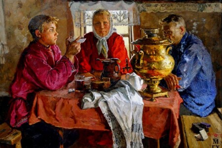 «У самовара», 1956. Художник: Стожаров В.Ф. «У самовара», 1956. Художник: Стожаров В.Ф.