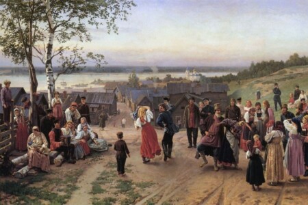 «Воскресение в Деревне», 1884. Художник: Дмитриев-Оренбургский Н. Д. «Воскресение в Деревне», 1884. Художник: Дмитриев-Оренбургский Н. Д.