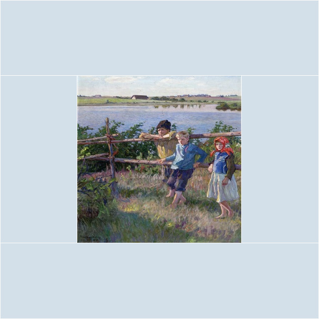 Николай Петрович Богданов-Бельский: «Дети на берегу озера», 1932. Частная коллекция. Николай Петрович Богданов-Бельский: «Дети на берегу озера», 1932.